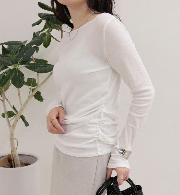 fredy emue「サイドギャザーシアーロンTシャツ」|Tシャツ・カットソー|