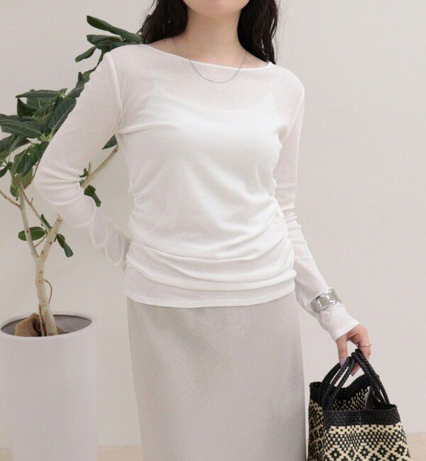 fredy emue「サイドギャザーシアーロンTシャツ」|Tシャツ・カットソー|