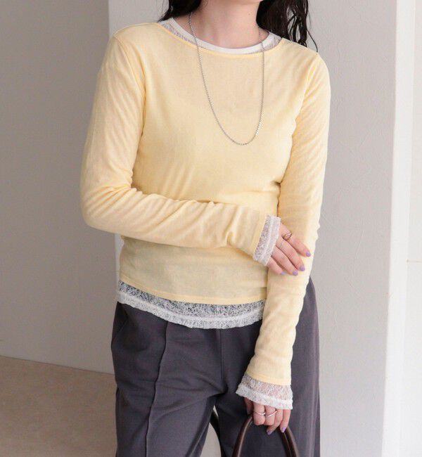 fredy emue「サイドギャザーシアーロンTシャツ」|Tシャツ・カットソー|