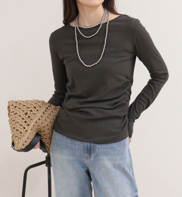 fredy emue「サイドギャザーシアーロンTシャツ」|Tシャツ・カットソー|