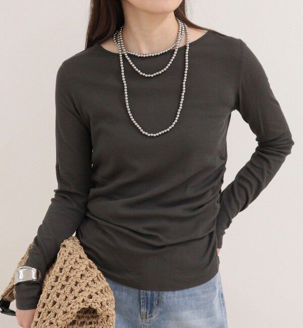 fredy emue「サイドギャザーシアーロンTシャツ」|Tシャツ・カットソー|