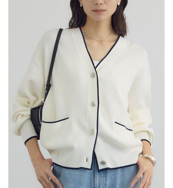 SALON adam et rope'「【WEB限定】メタルボタンスウェットライクラインカーディガン 3[新色追加]」|カーディガン|オフホワイト(15)