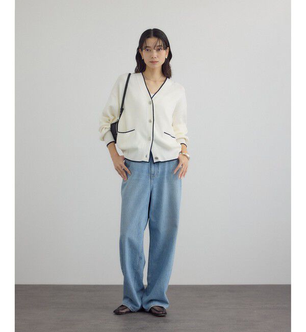 SALON adam et rope'「【WEB限定】メタルボタンスウェットライクラインカーディガン 3[新色追加]」|カーディガン|