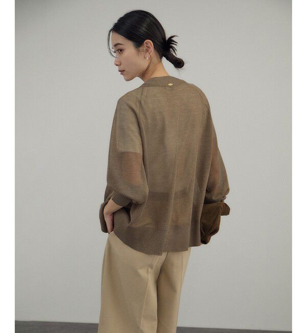 SALON adam et rope'「ブライトラメVネックシアーカーディガン / UV対策・冷房対策」|カーディガン|