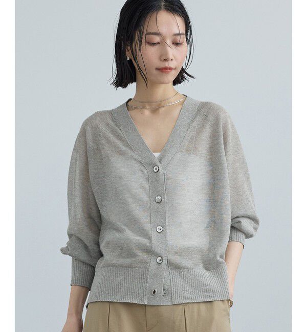 SALON adam et rope'「ブライトラメVネックシアーカーディガン / UV対策・冷房対策」|カーディガン|