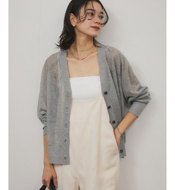 SALON adam et rope'「ブライトラメVネックシアーカーディガン / UV対策・冷房対策」|カーディガン|
