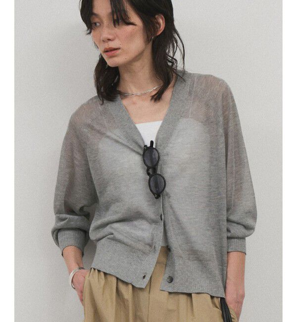 SALON adam et rope'「ブライトラメVネックシアーカーディガン / UV対策・冷房対策」|カーディガン|