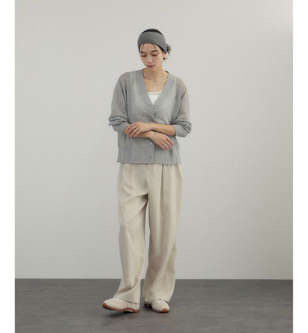 SALON adam et rope'「ブライトラメVネックシアーカーディガン / UV対策・冷房対策」|カーディガン|