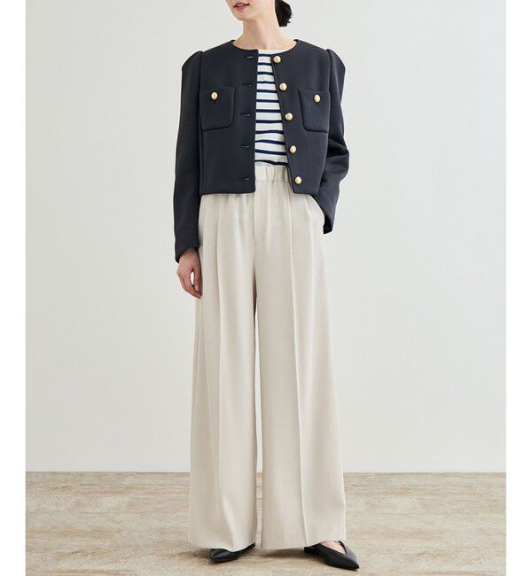 ROPE「金ボタンニットジャケット」|ノーカラージャケット|