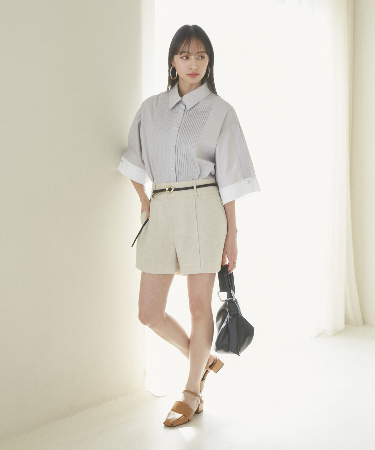 VIS「【洗える】オーバーサイズピンタックシャツ」|シャツ・ブラウス|