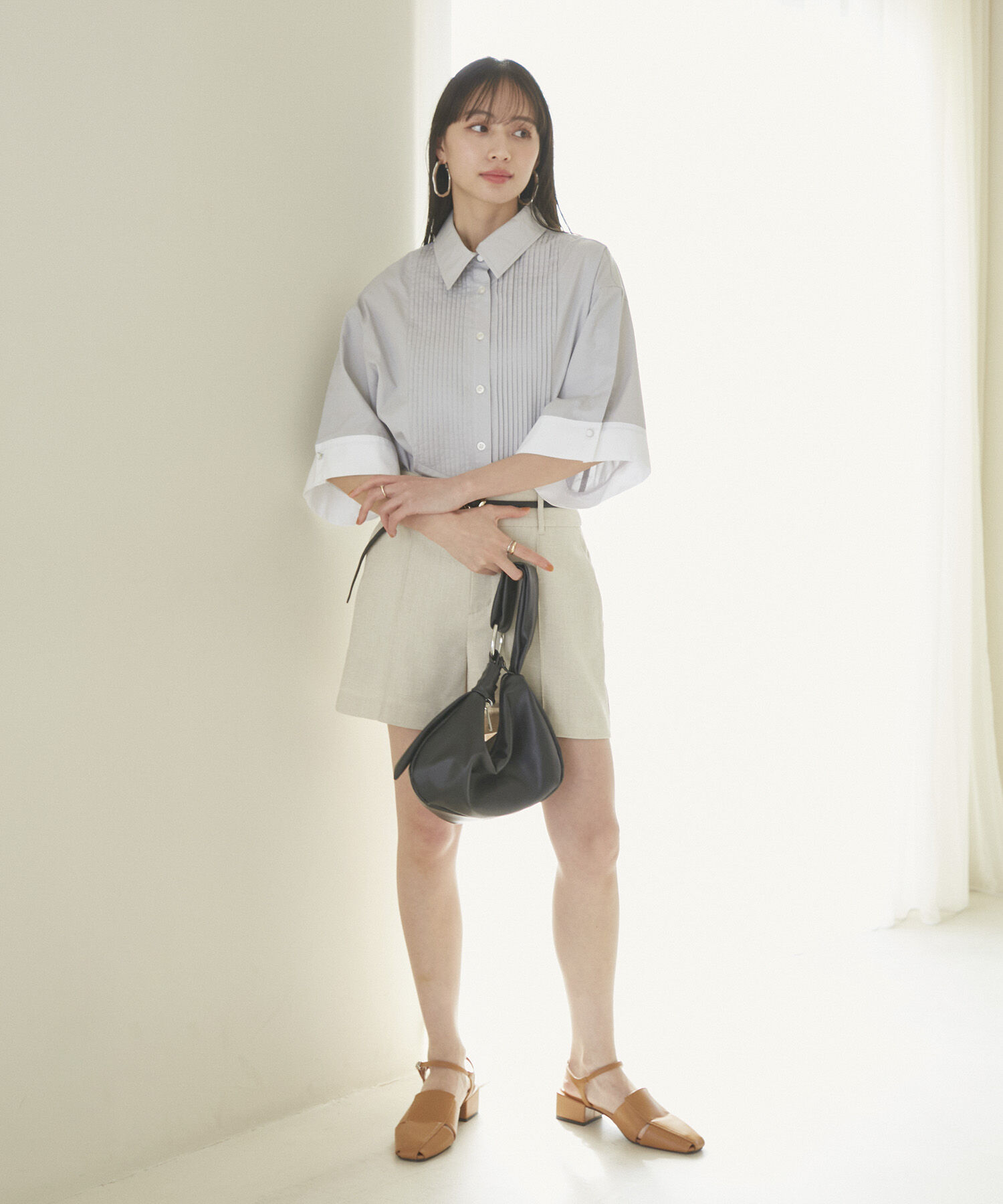 VIS「【洗える】オーバーサイズピンタックシャツ」|シャツ・ブラウス|