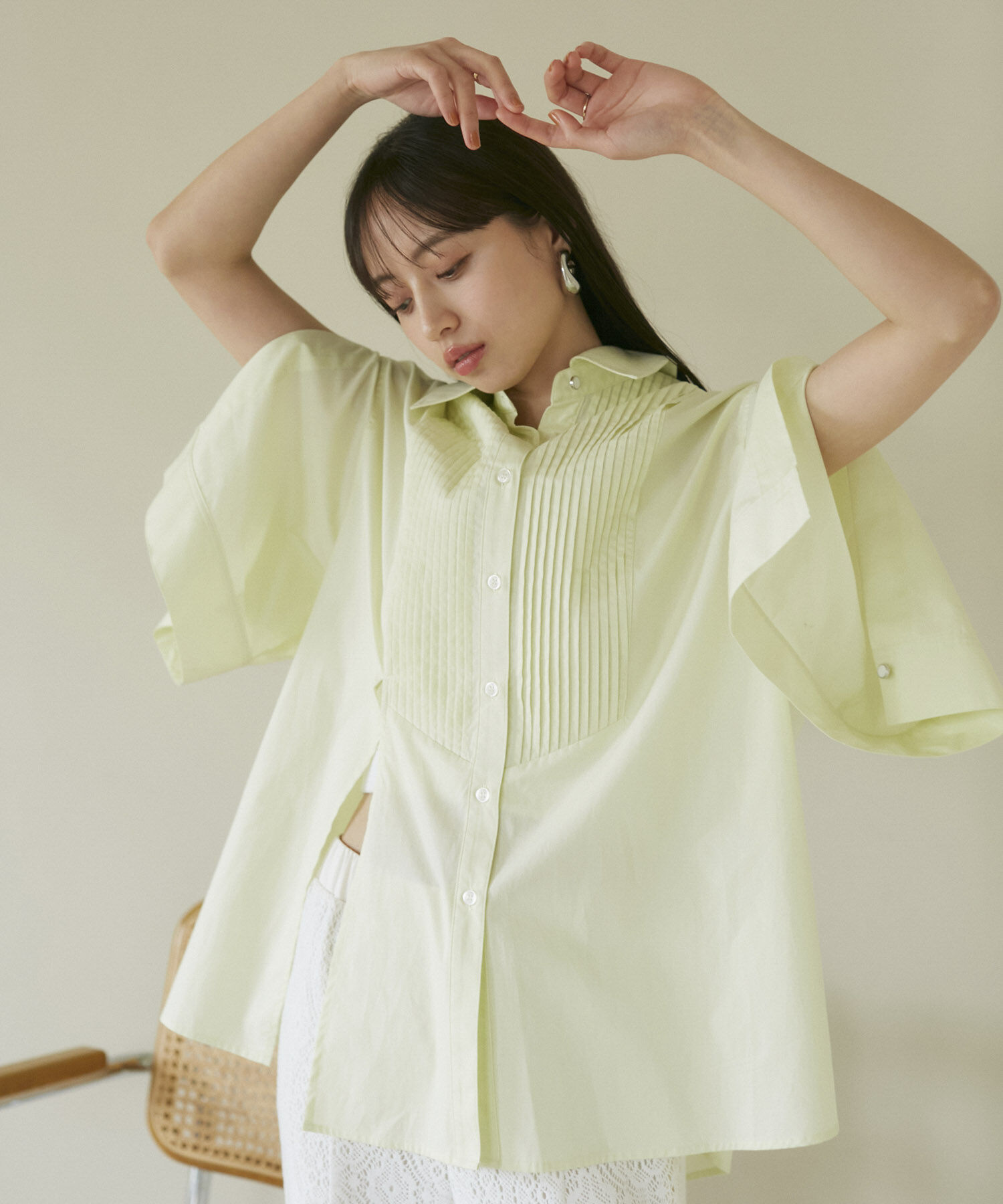 VIS「【洗える】オーバーサイズピンタックシャツ」|シャツ・ブラウス|