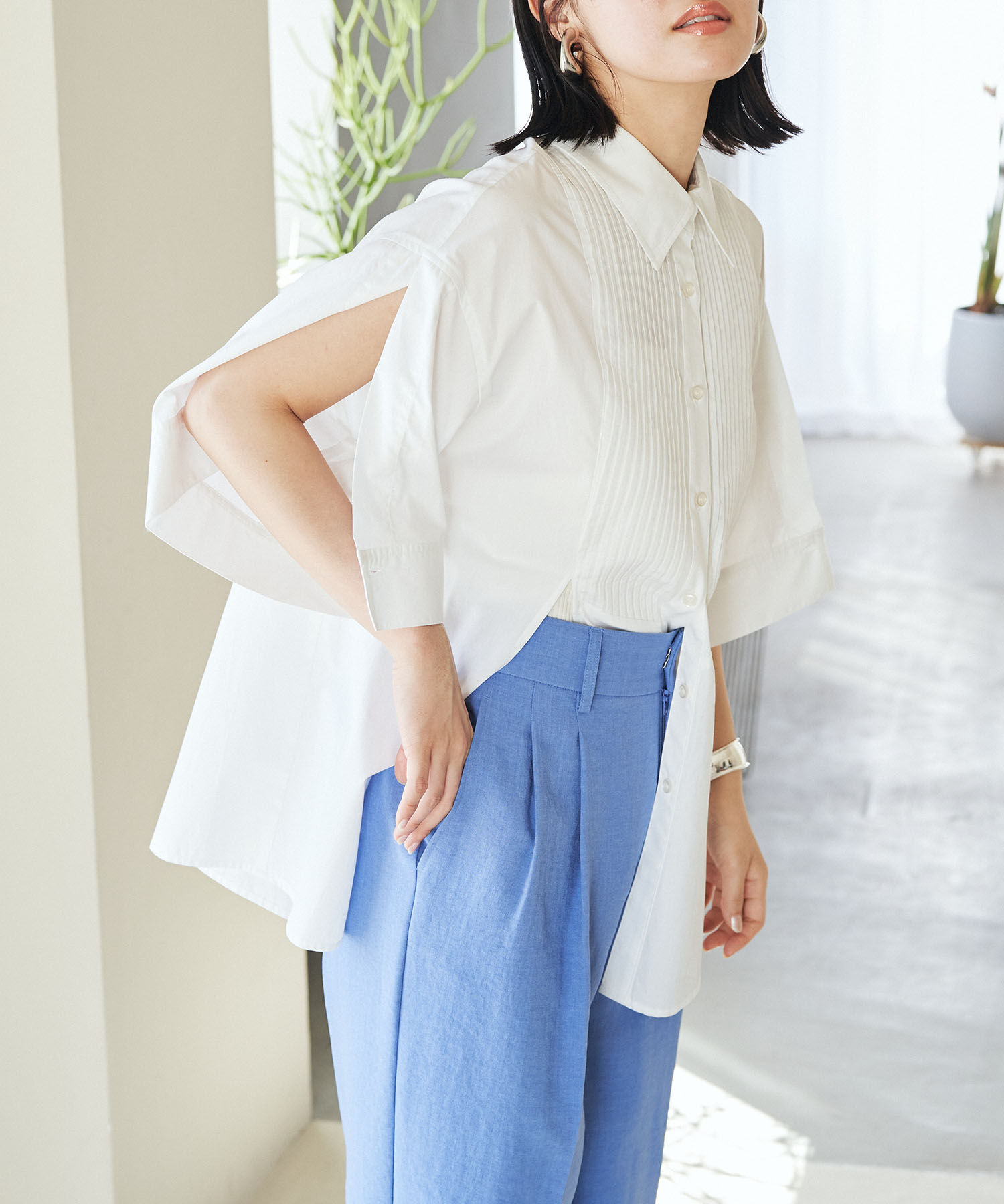 VIS「【洗える】オーバーサイズピンタックシャツ」|シャツ・ブラウス|