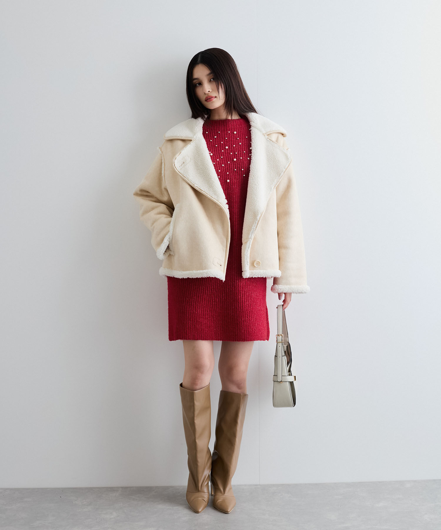 VIS「ビジュー付きニットワンピース」|ワンピース|