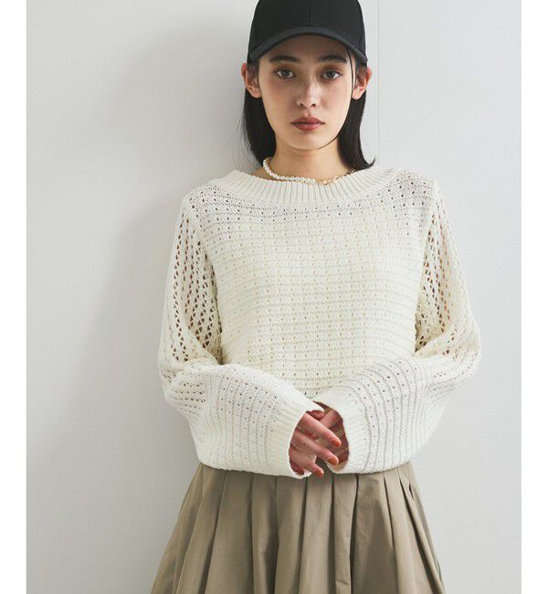 VIS「透かし編みニットプルオーバー」|ニット・セーター|ホワイト系(11)