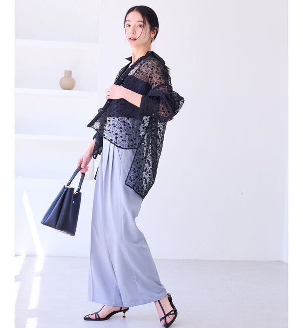 VIS「【洗える】アソートシアーシャツ(フラワー刺繍&無地）」|シャツ・ブラウス|