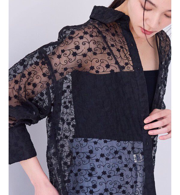 VIS「【洗える】アソートシアーシャツ(フラワー刺繍&無地）」|シャツ・ブラウス|