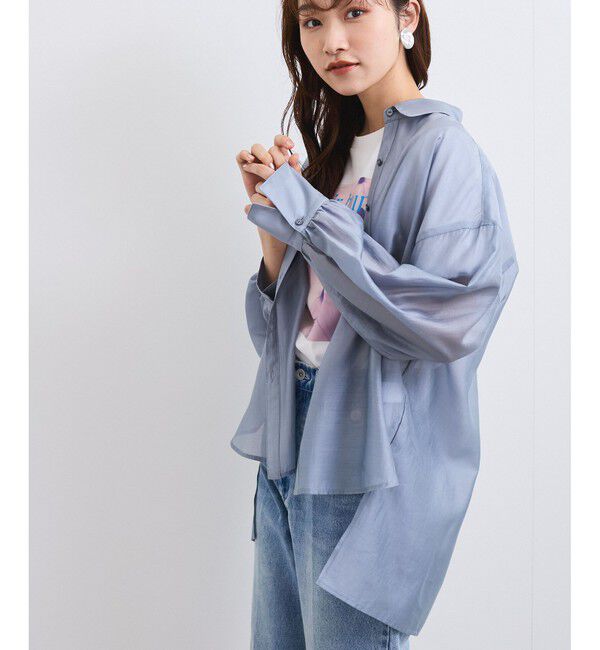 VIS「【洗える】アソートシアーシャツ(フラワー刺繍&無地）」|シャツ・ブラウス|