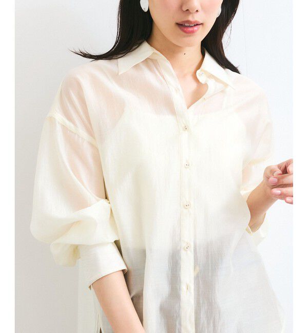 VIS「【洗える】アソートシアーシャツ(フラワー刺繍&無地）」|シャツ・ブラウス|ホワイト(10)