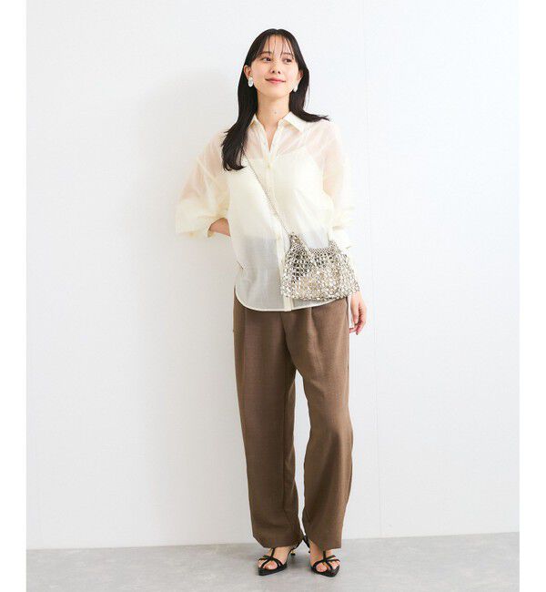 VIS「【洗える】アソートシアーシャツ(フラワー刺繍&無地）」|シャツ・ブラウス|