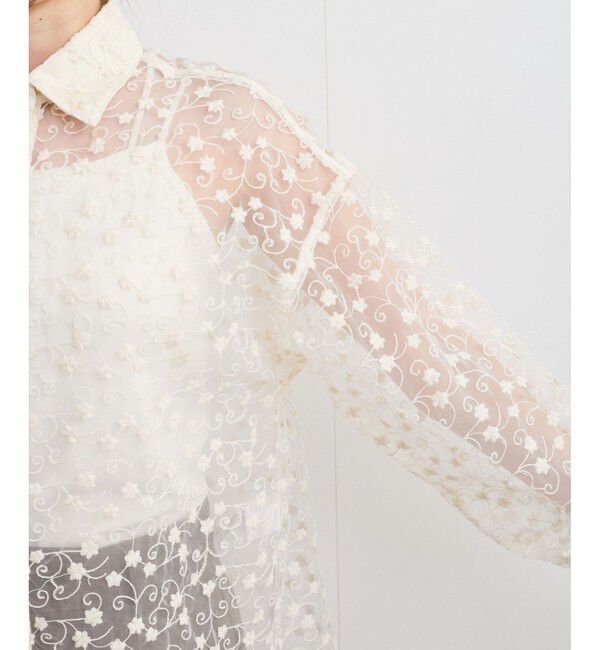 VIS「【洗える】アソートシアーシャツ(フラワー刺繍&無地）」|シャツ・ブラウス|