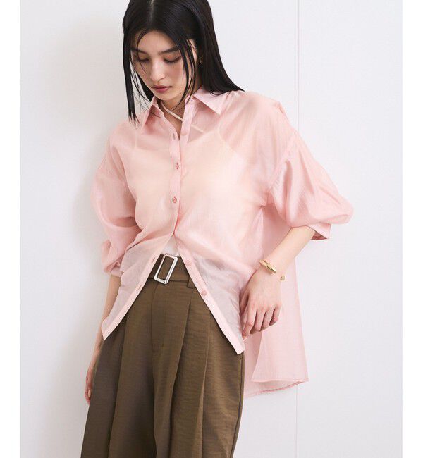 VIS「【洗える】アソートシアーシャツ(フラワー刺繍&無地）」|シャツ・ブラウス|