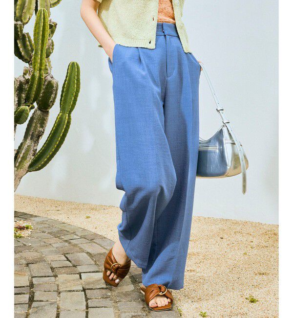 VIS「美easyリネンライクワイドパンツ/イージーケア・接触冷感・セットアップ対応」|スラックス|