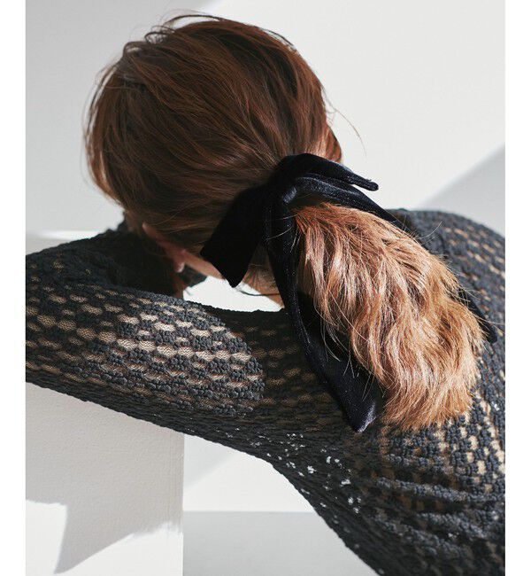 VIS「ベロアリボンヘアカフ」|ヘアバンド|ブラック(01)