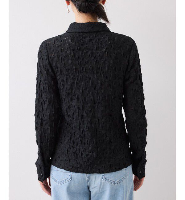 VIS「ストレッチレースジャガード衿付きカーディガン」|カーディガン|