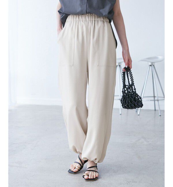Rope&rsquo;Picnic「ドロストリラックスイージーワイドパンツ」|チノ|ベージュ(27)