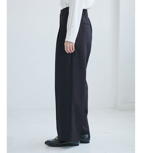 Rope&rsquo;Picnic「レディハンサムシリーズ ウールライクウエストタックセミワイドパンツ/セットアップ対応」|スラックス|