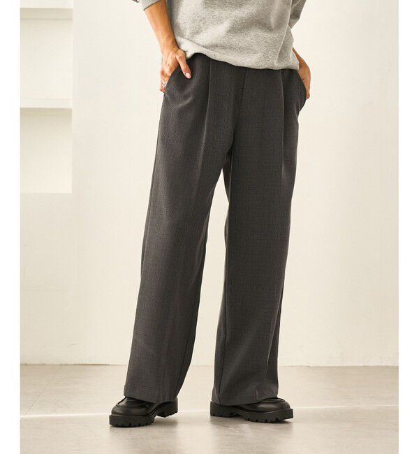 Rope&rsquo;Picnic「レディハンサムシリーズ ウールライクウエストタックセミワイドパンツ/セットアップ対応」|スラックス|