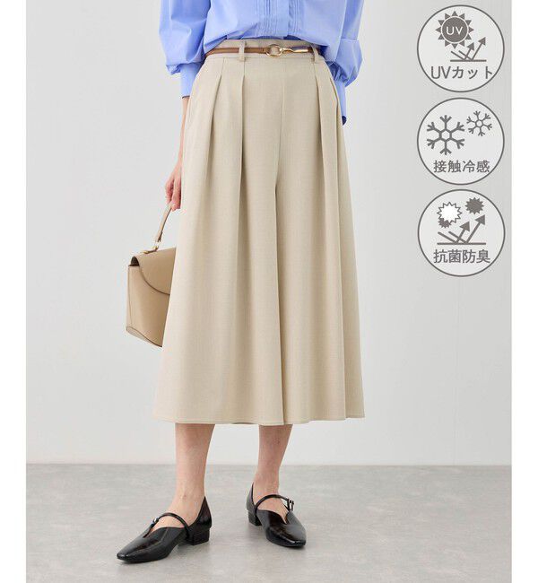 Rope&rsquo;Picnic「カナパ ガウチョパンツ/セットアップ対応・UV・抗菌防臭・接触冷感」|チノ|ベージュ(27)