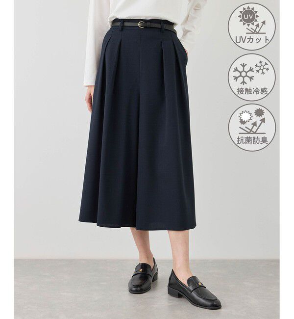 Rope&rsquo;Picnic「カナパ ガウチョパンツ/セットアップ対応・UV・抗菌防臭・接触冷感」|チノ|ネイビー(40)