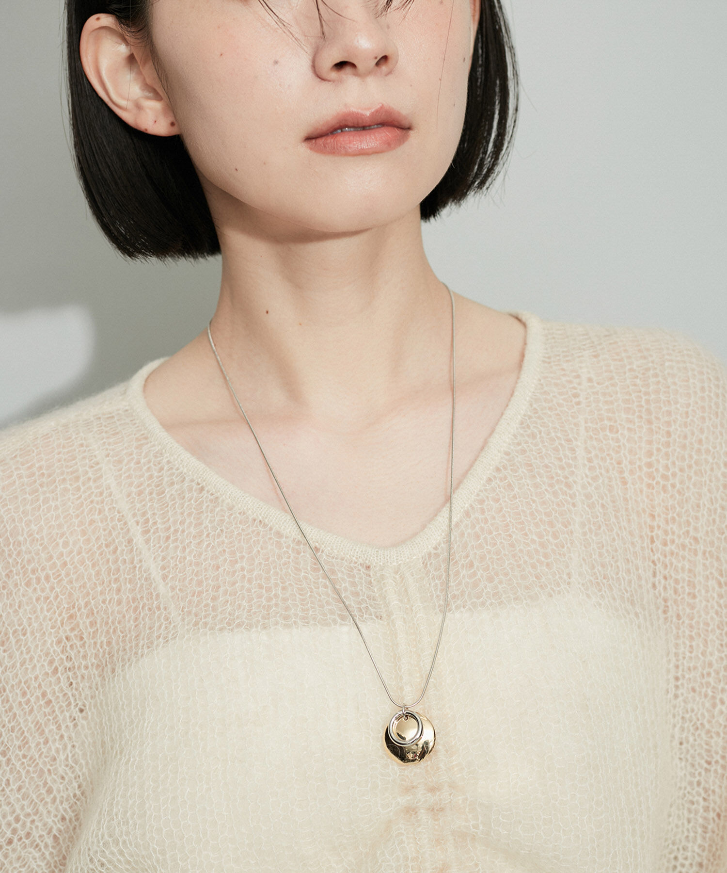 ADAM ET ROPE'「【WEB限定】プレートリングネックレス」|ネックレス|