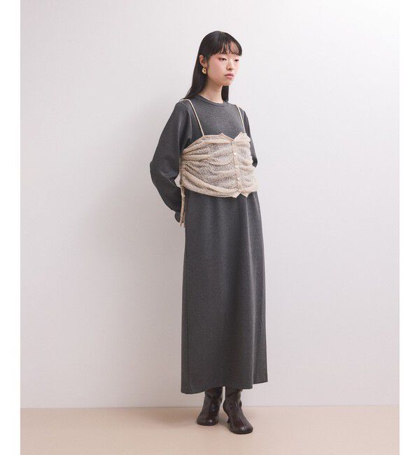 ADAM ET ROPE'「【WEB限定】ニットキャミソールセットワンピース」|ワンピース|チャコール(06)