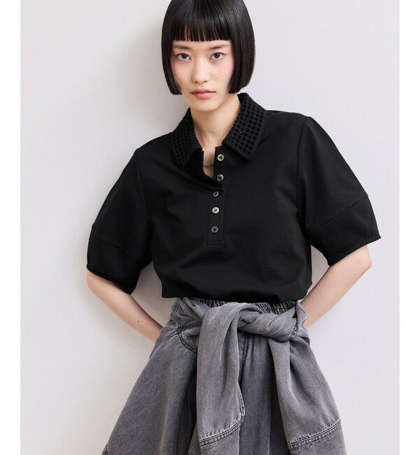 ADAM ET ROPE'「【WEB限定】・【サステナブル】メッシュ襟ポロシャツ」|ポロシャツ|
