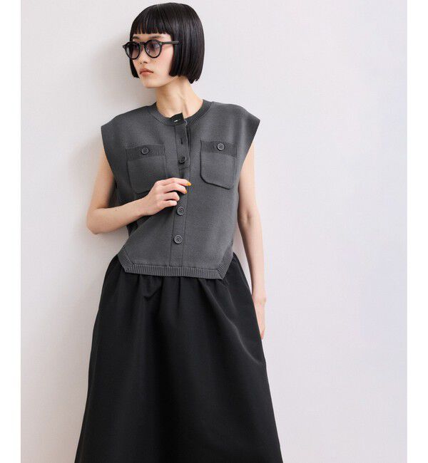 ADAM ET ROPE'「【WEB限定】・【サステナブル】カーブヘムコンビワンピース」|ワンピース|