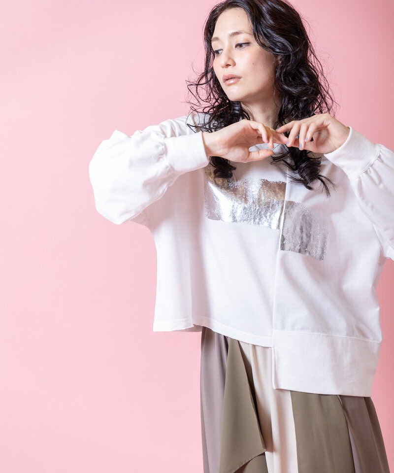  「箔プリント切替プルオーバー」|Tシャツ・カットソー|