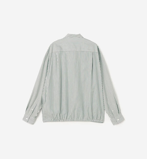 GYMPHLEX「Gymphlex | コットン ストライプ 長袖ギャザーシャツ MEN」|シャツ・ブラウス|