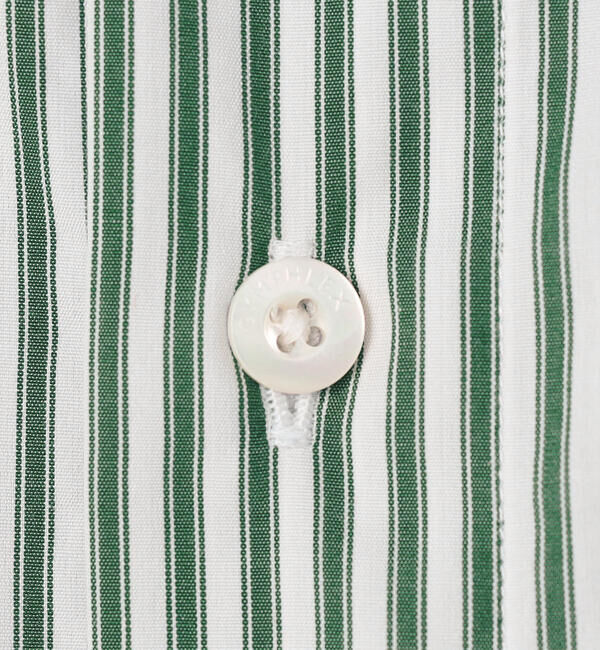 GYMPHLEX「Gymphlex | コットン ストライプ 長袖ギャザーシャツ MEN」|シャツ・ブラウス|