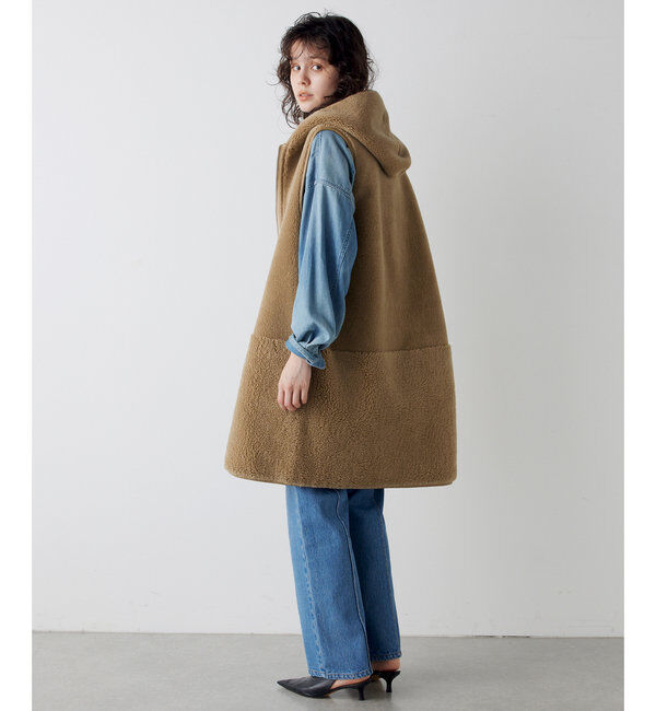 THE PAUSE「【THE PAUSE】ボアフードロングジレ」|ベスト・ジレ|