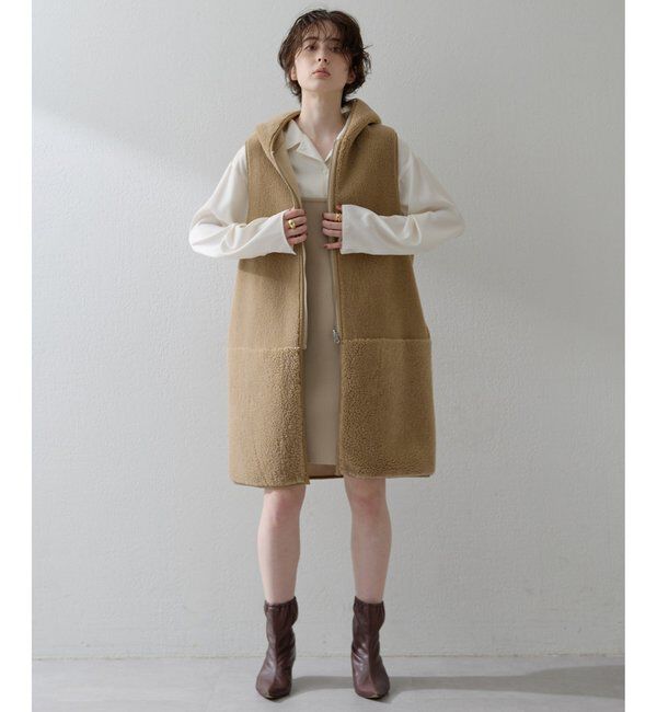 THE PAUSE「【THE PAUSE】ボアフードロングジレ」|ベスト・ジレ|