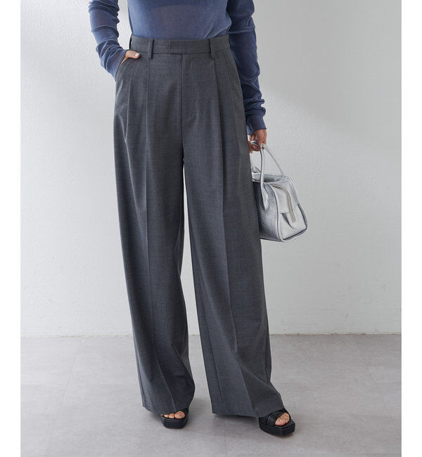 Drawing Numbers「【Drawing Numbers】センタープレスワイドパンツ」|チノ|チャコールグレー