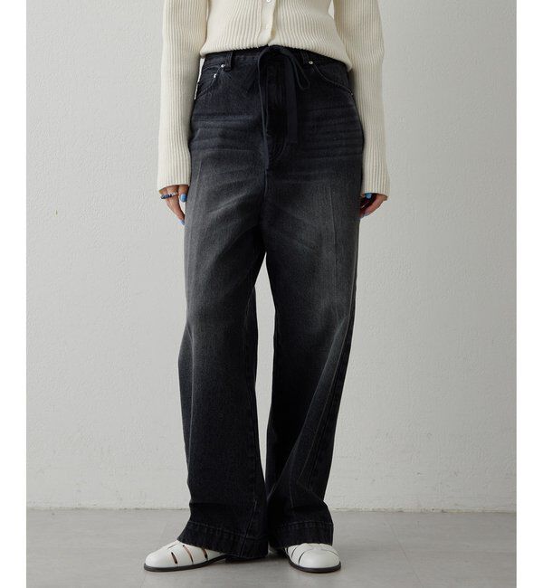  「センタープレスブラックデニムパンツ」|デニム|
