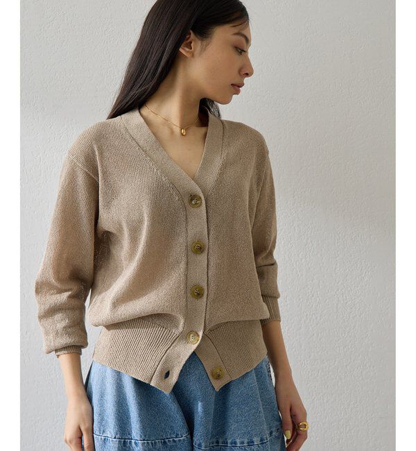  「Vネックペーパーヤーンカーディガン」|ニット・セーター|