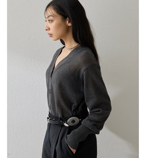  「Vネックペーパーヤーンカーディガン」|ニット・セーター|