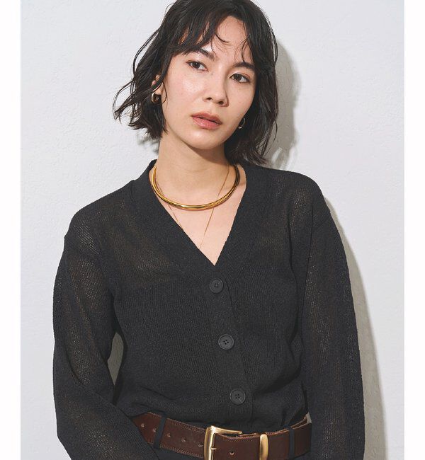  「Vネックペーパーヤーンカーディガン」|ニット・セーター|