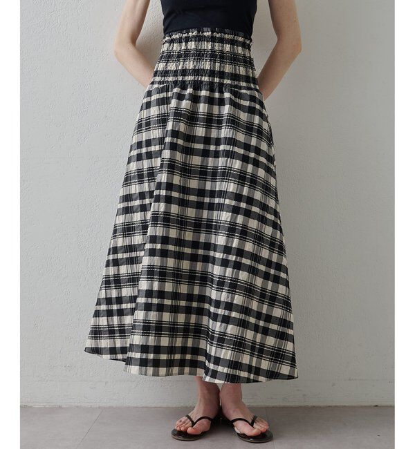 Drawing Numbers「【Drawing Numbers】チェックジャガードシャーリングスカート」|スカート|ホワイト