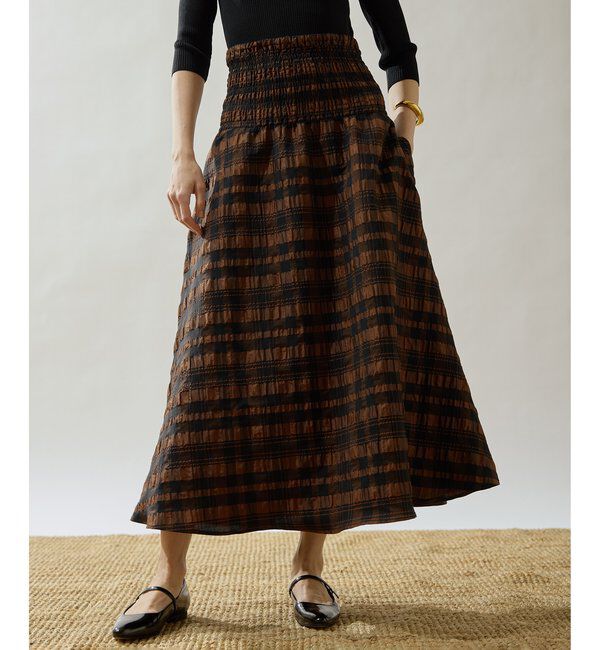 Drawing Numbers「【Drawing Numbers】チェックジャガードシャーリングスカート」|スカート|